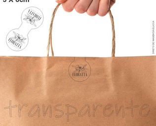 100UND - ADESIVO VINIL TRANSPARENTE QUADRADO PARA SACOLAS 4x9CM