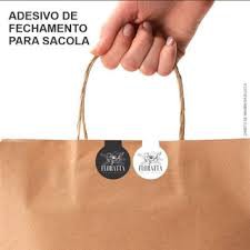 100UND - ADESIVO PAPEL LACRE REDONDO SACOLA 4x9CM