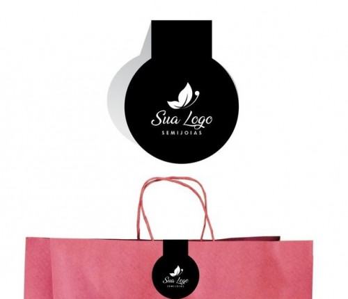 500UND - ADESIVO VINIL REDONDO PARA SACOLAS - 5X11CM