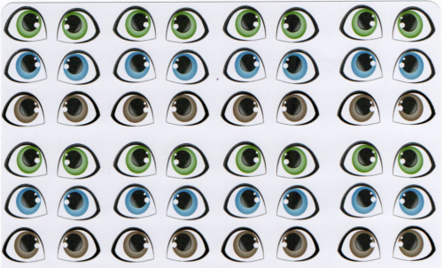 1UND - CARTELA ADESIVA OLHOS PARA BONECA BISCUIT - 18x28CM