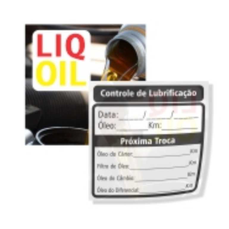 250UND - ADESIVO TROCA DE ÓLEO VINIL TRANSPARENTE COM TINTA BRANCA