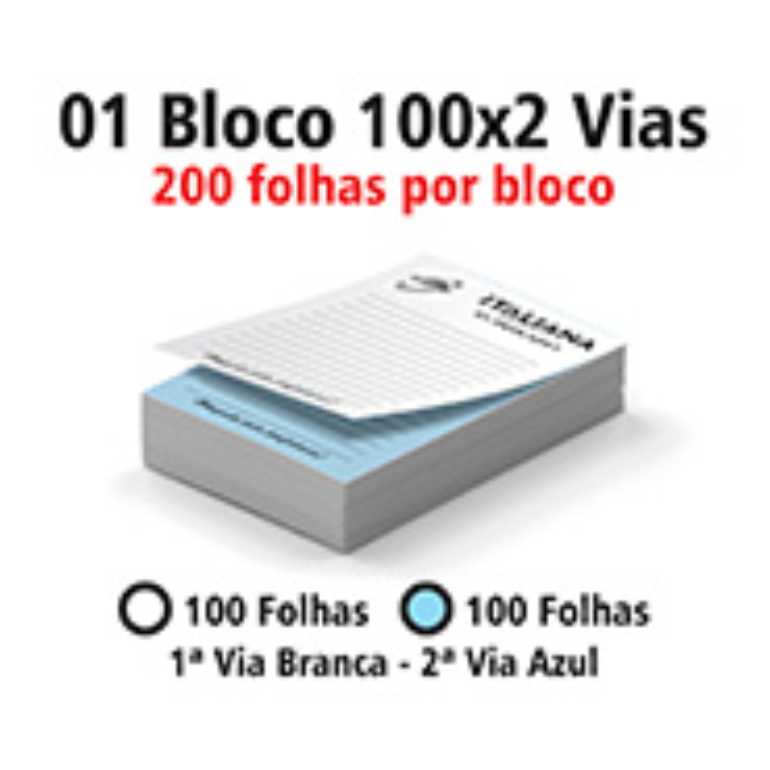 BLOCOS E TALÕES 200 FOLHAS AUTOCOPIATIVO 56g 15X21CM - 2 VIAS - 100F BRANCAS E 100F AZUIS