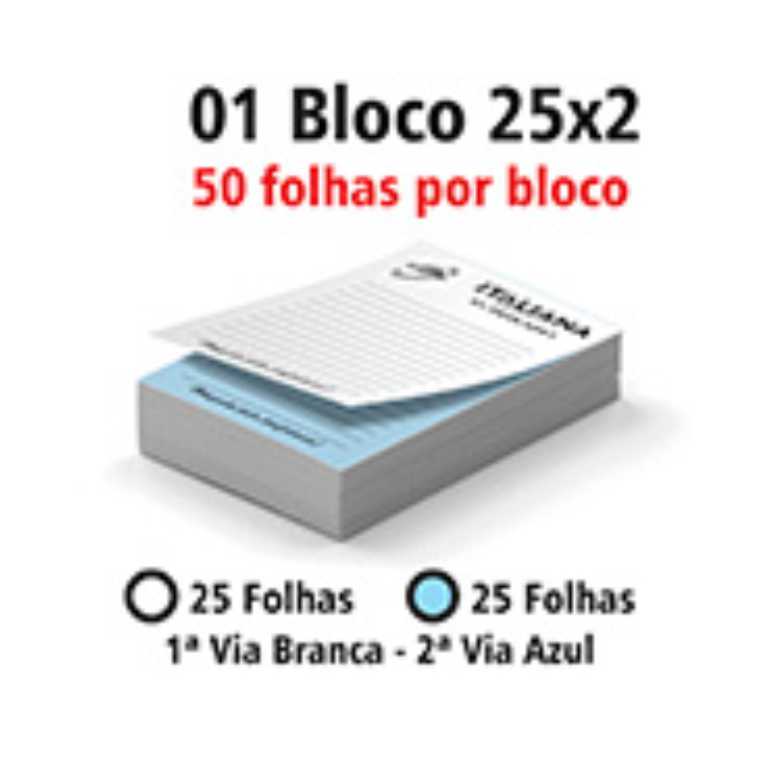 BLOCOS E TALÕES 50 FOLHAS 75g 10X15CM - 2 VIAS - 25F BRANCAS E 25F AZUIS