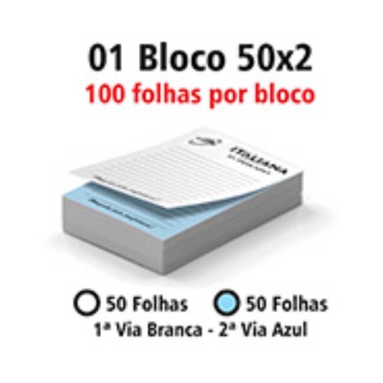 BLOCOS E TALÕES 100 FOLHAS 75g 15X21CM - 2 VIAS - 50F BRANCAS E 50F AZUIS