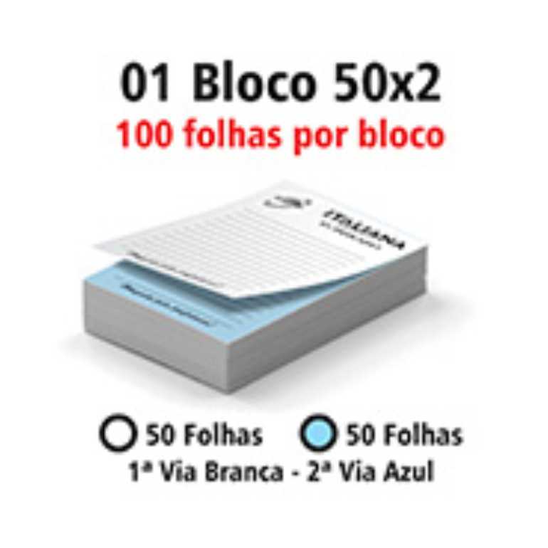 BLOCOS E TALÕES 100 FOLHAS AUTOCOPIATIVO 56g 15X21CM - 2 VIAS - 50F BRANCAS E 50F AZUIS