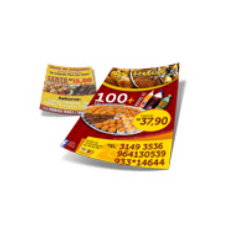 1000UND - PANFLETOS E FOLDERS COUCHÊ BRILHO 150g SEM VERNIZ - IMPRESSÃO FRENTE E VERSO COLORIDO - 10X21CM 