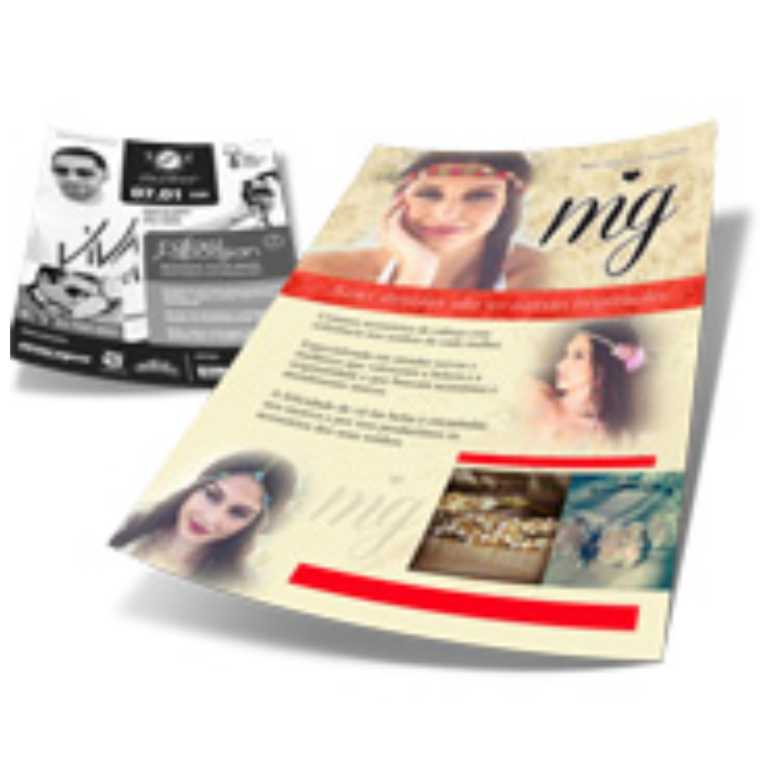 5000und - PANFLETOS E FOLDERS COUCHÊ BRILHO 150g SEM VERNIZ - IMPRESSÃO FRENTE E VERSO P/B - 30X21CM 