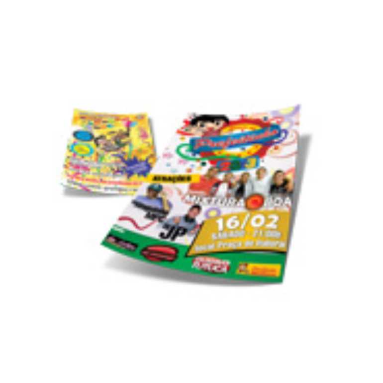 5000UND - PANFLETOS E FOLDERS COUCHÊ BRILHO 90g - IMPRESSÃO FRENTE E VERSO COLORIDO - 10X14MM 