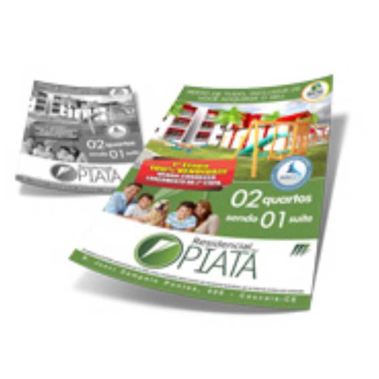 5000und - PANFLETOS E FOLDERS COUCHÊ BRILHO 90g - IMPRESSÃO FRENTE E VERSO P/B - 20X14CM 