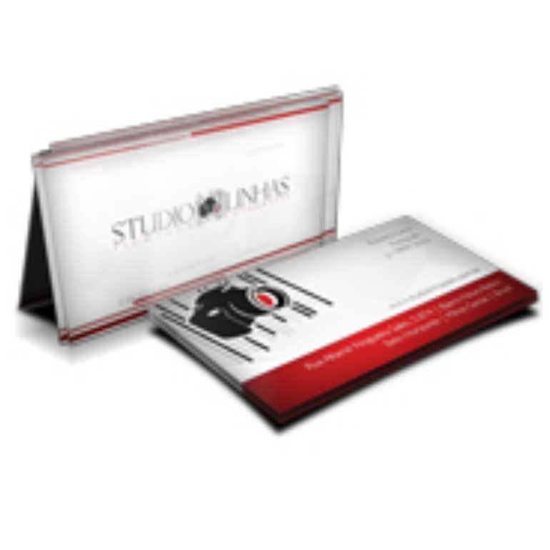 500UND - CARTÕES DE VISITA COUCHÊ 250g VERNIZ UV TOTAL FRENTE - IMPRESSÃO FRENTE E VERSO COLORIDO